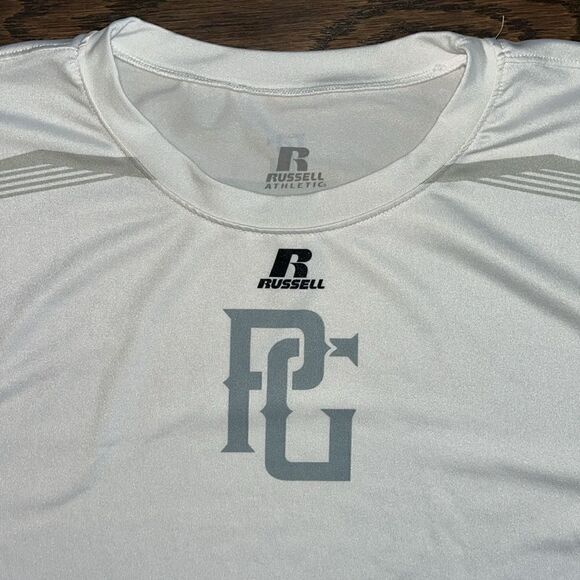 Russell PERFECT GAME men’s white Dri-Power Baseball 3/4 sleeve practice shirt - Picture 2 of 5